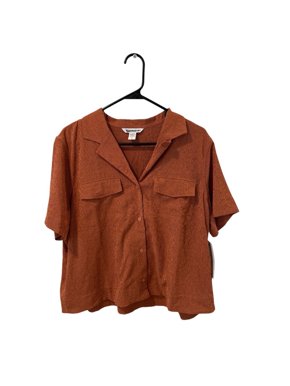 Athleta Rust Cropped Button-Up Top - Picture 2 of 6